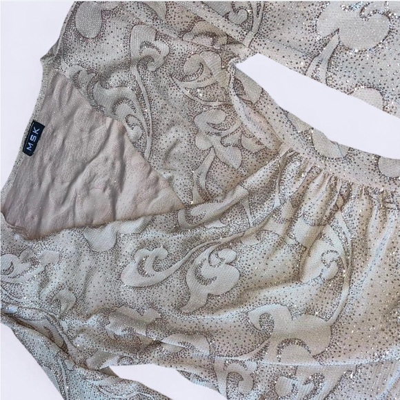 MSK Sparkle Faux Wrap Glam Blouse with Padded Shoulders - Picture 3 of 4